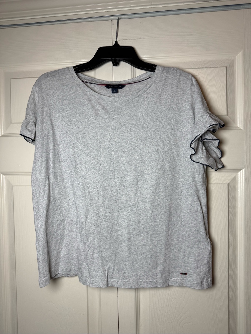 Tommy Hilfiger Gray Ruffle Sleeve Top